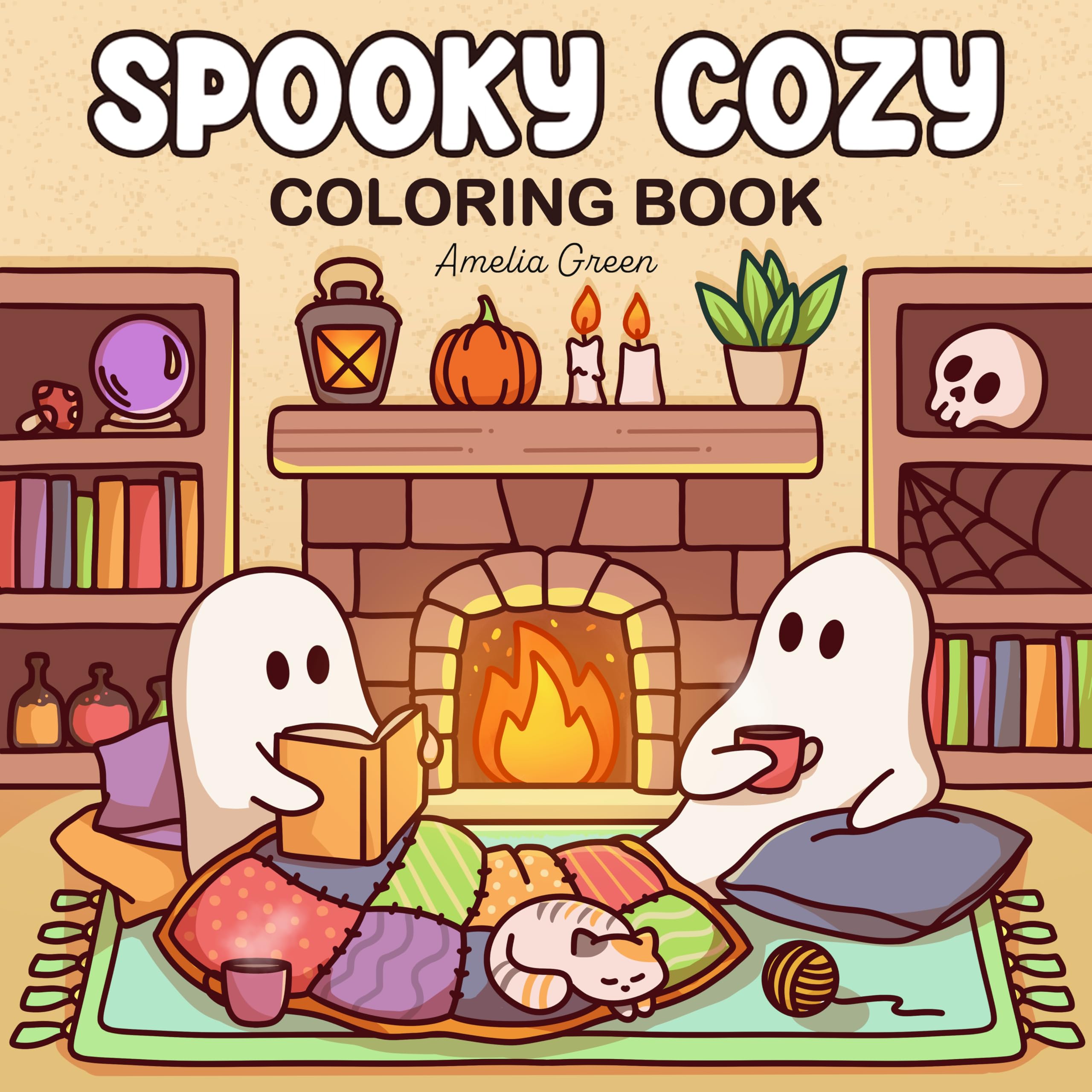 Spooky Cozy: Cute & Simple Coloring Book for Adults and Teens Featuring Adorable