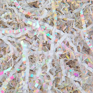 Caleihd Crinkle Cut Paper Shred Filler Gift Cushion Streamer Diamond White | Packing Paper Grass for Christmas Wedding Birthday Bridesmaid Engagement Craft Gift Boxes Bags Basket Decoration 4.5oz