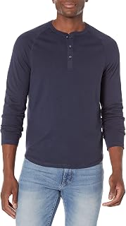 Amazon Essentials Men's Long Sleeve Henley Shirt for Men, Regular-Fit, Cotton, Available in Big & Tall