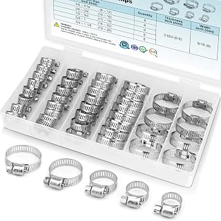 TICONN 40PCS Hose Clamps Set 304 Stainless Steel, 1/4''–1-1/8'' Worm Gear | Rust & Corrosion Resistance, Smooth Edges, Storage Case Included, Easy Size Identification, Automotive Home & Marine Use
