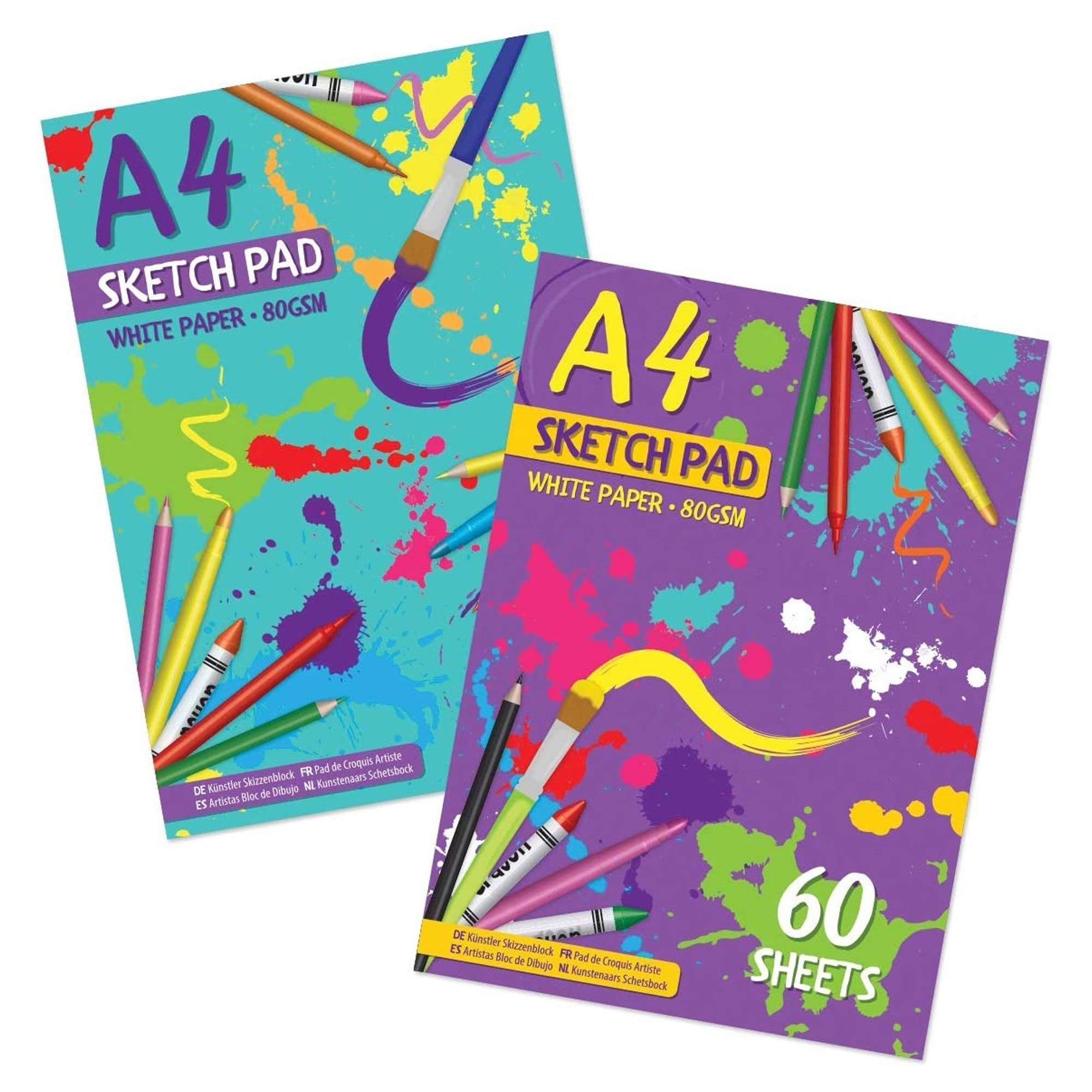 G4GADGET A4 Sketchbook for Kids with 80 White Premium Pages, 2 Pack | Best Sketc