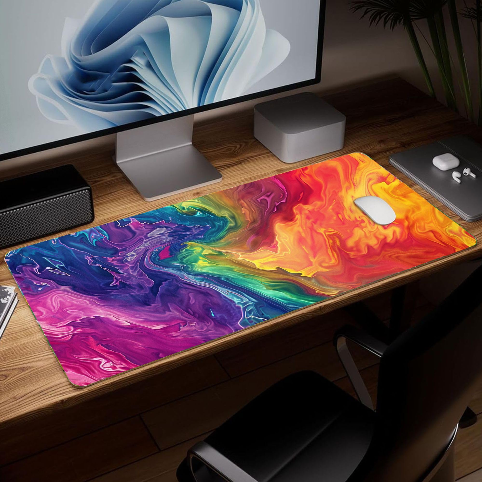Minimalist Leather Desk Pad, Colorful Artistic Mouse Pad, Great Computer Keyboar