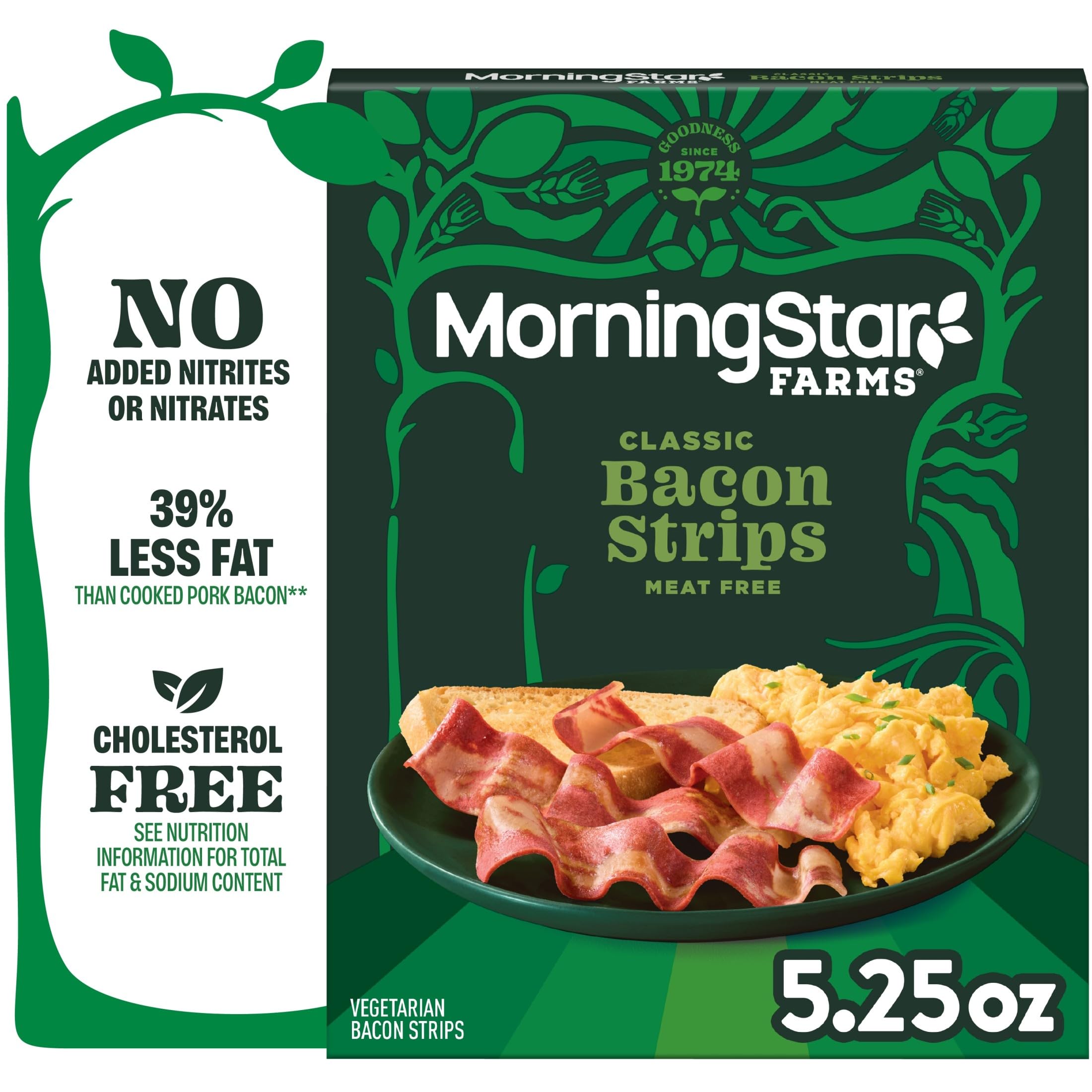 MorningStar Farms Meatless Bacon Strips, Vegetarian Meat, 5.25oz