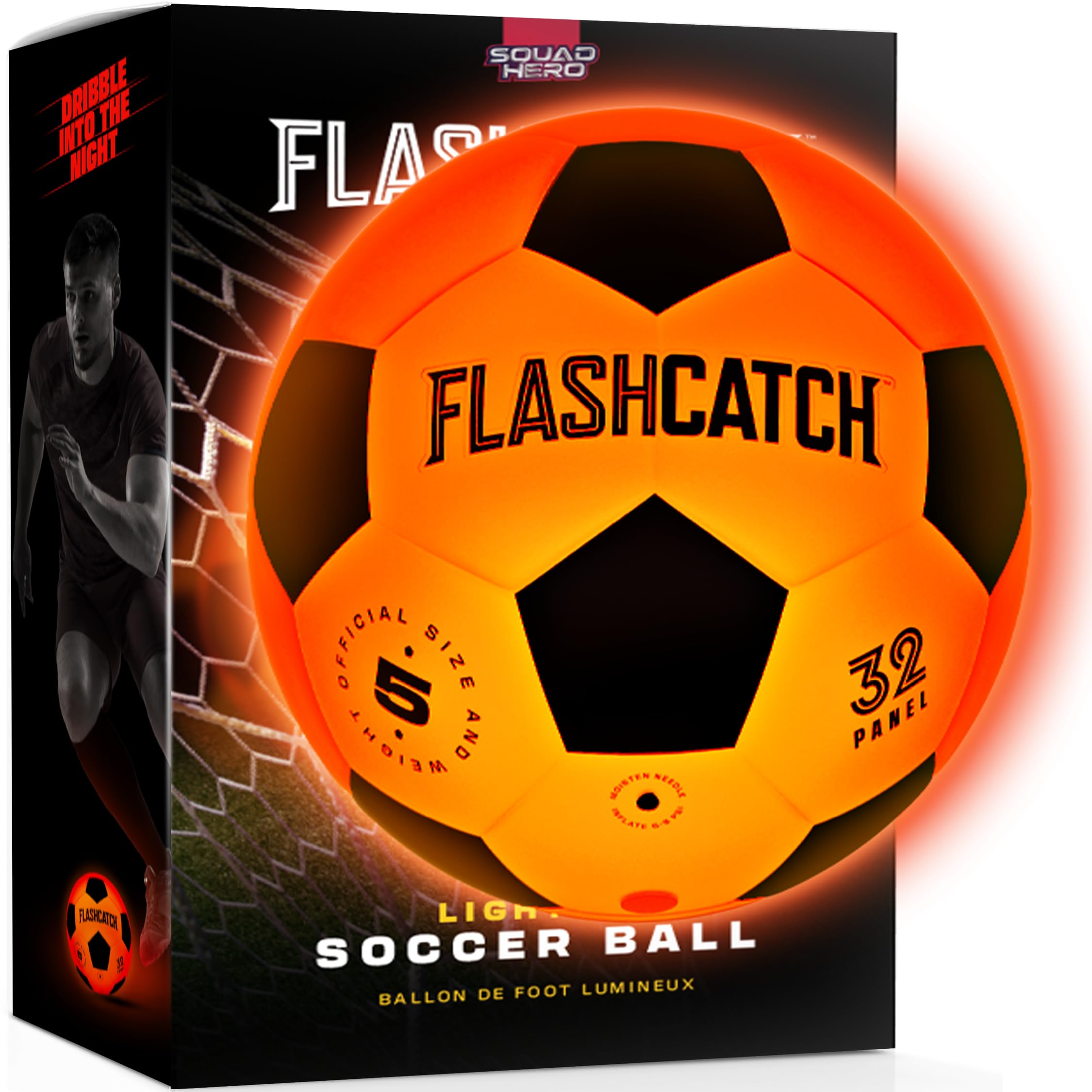 FlashCatch Light Up Soccer Ball - Glow in the Dark NO 5 Sports Gear Gifts for Bo