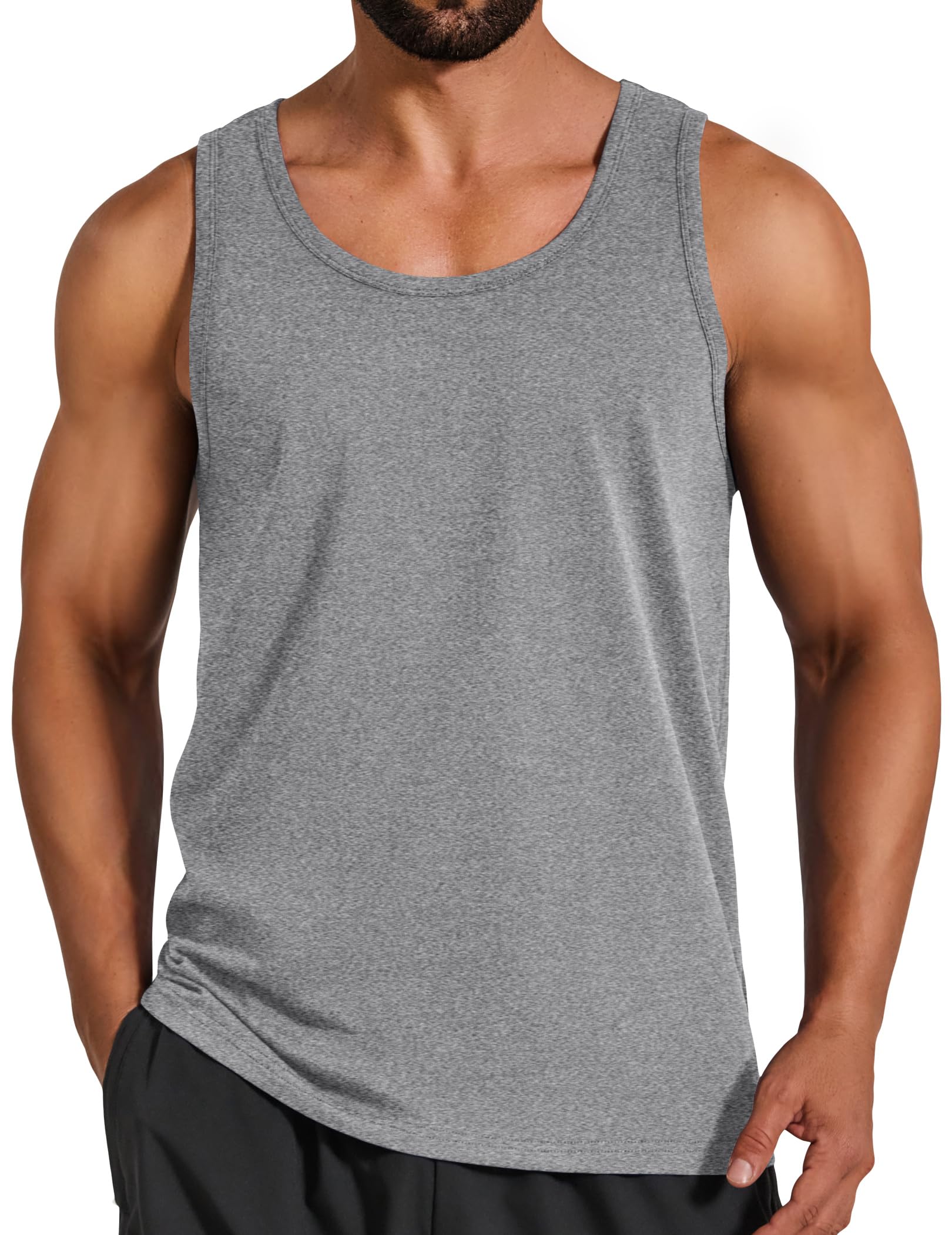 COOFANDY Camiseta sin mangas de algodón para hombre, para verano, playa, gimnasi