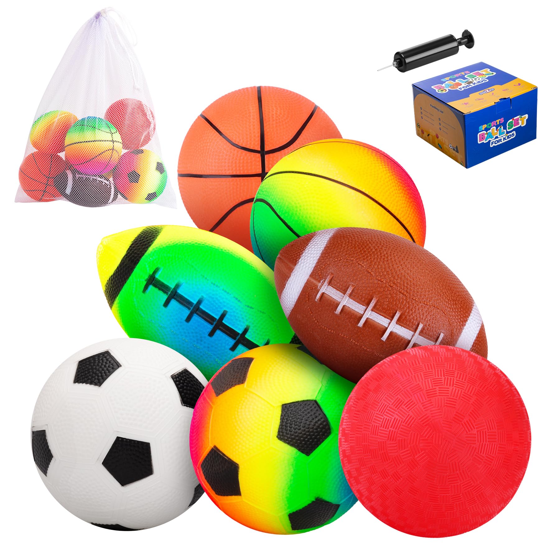 PlayZap 7 Pack Soft Balls Set for Kids, Sports Outdoor Toys for Boys Girls | 5” 