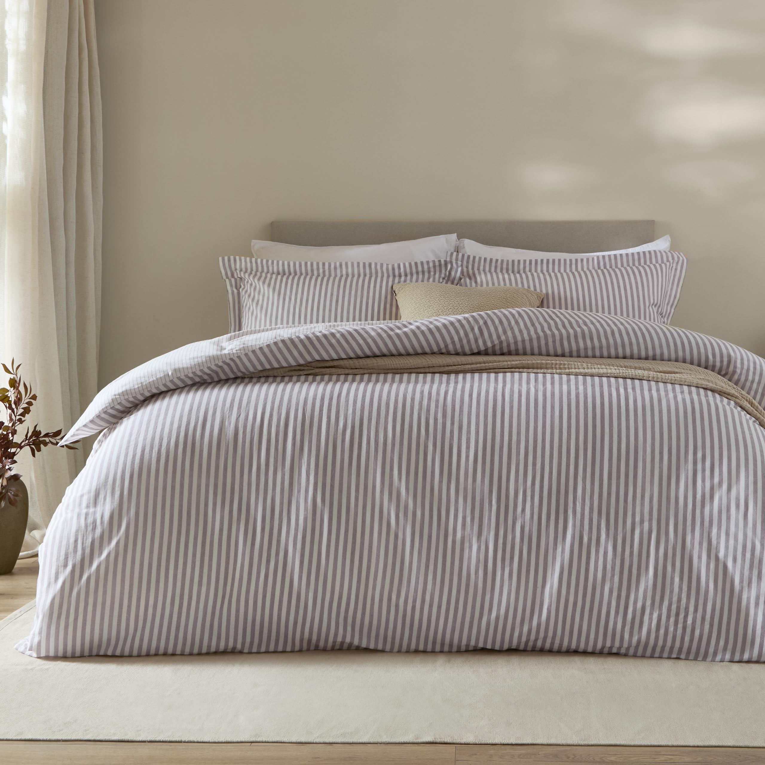 Yard Hebden Striped Duvet Cover Set (Mauva-King)