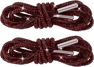 PAGOW 1 Pair Glitter Rhinestone Rope, Bling Crystal Round Shoe Laces, Shiny Drawstring Cords for Sneakers, 47.2in(120cm)