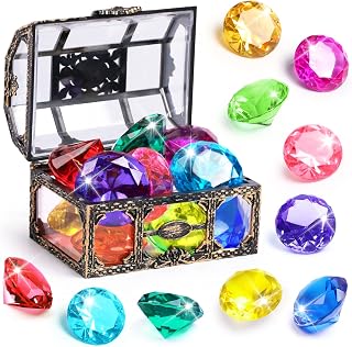 DISHIO Diving Gem Pool Toy 10PCS Big Colorful Diamond Diving Toy for Kids | Kids Pirate Chest Treasure Box Pool Toys Underwater Sinking Dive Gemstone for Swimming Bath Birthday Party Decoration