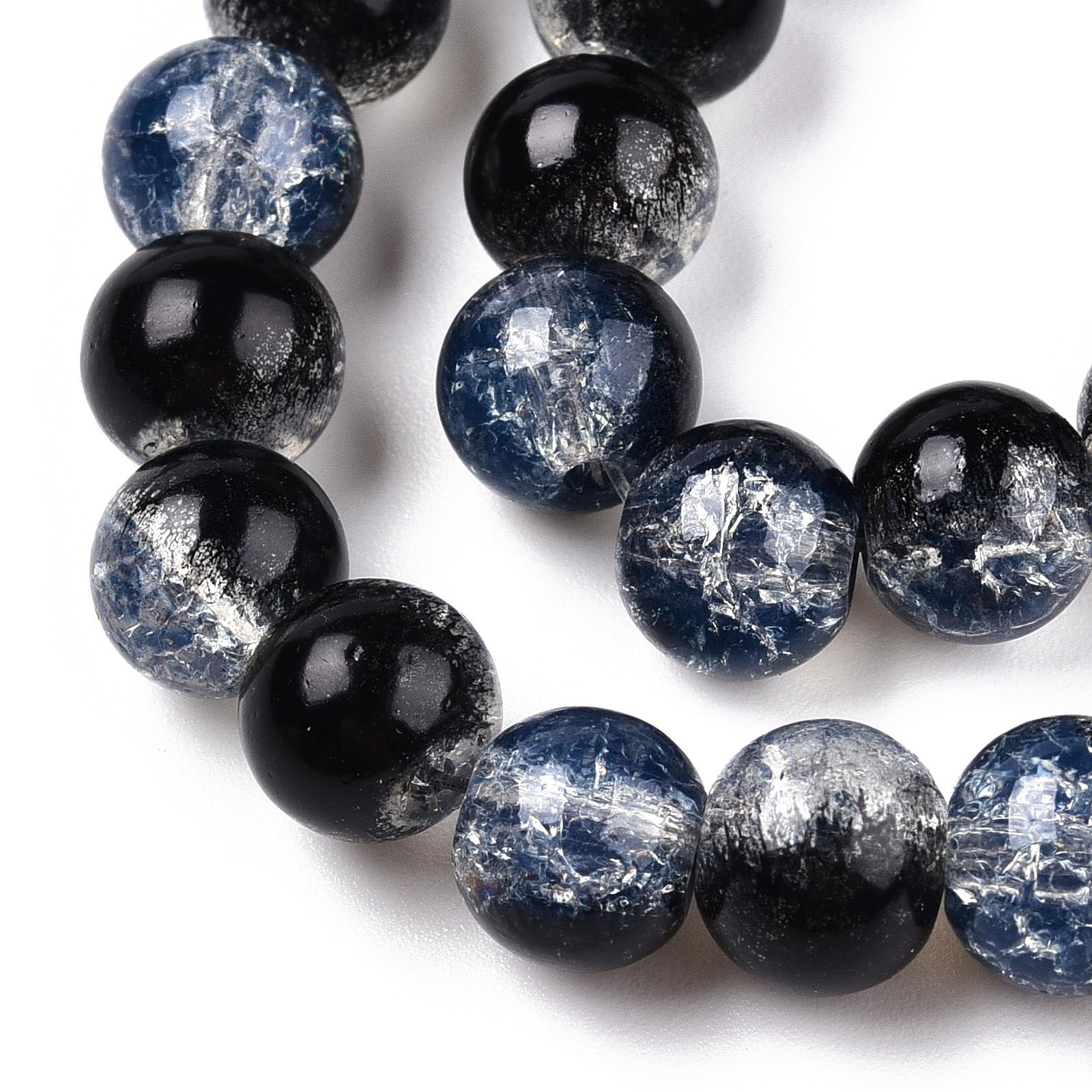 Approx 50pcs 6mm Clear Crackle Glass Round Beads Handmade for DIY Bracelet Earri