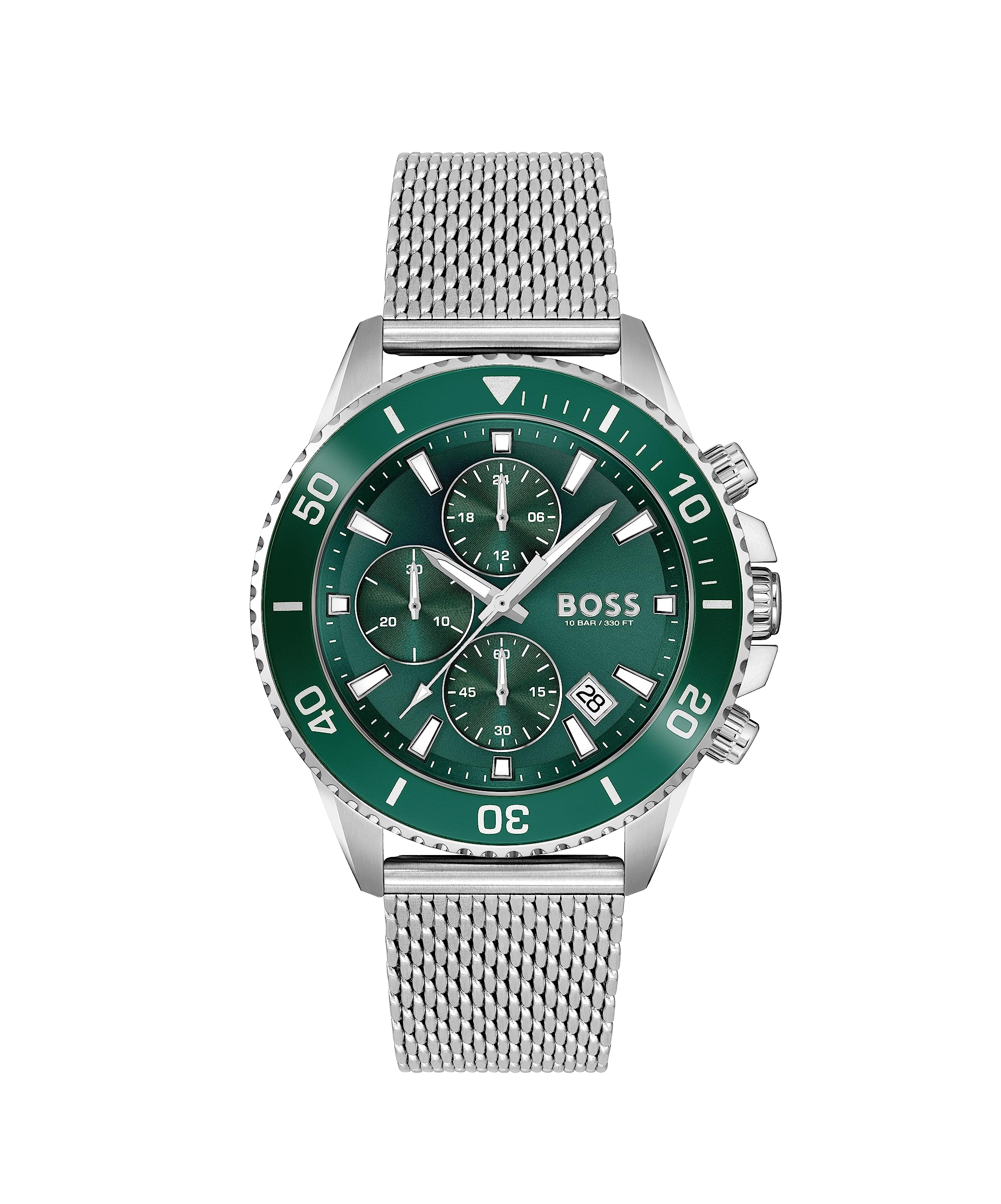 BOSS Herren 45mm Chronograph Quarz Uhr Admiral Kollektion mit Edelstahl-, Siliko