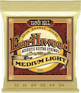 Ernie Ball Earthwood Medium Light 80/20 Bronze Acoustic Guitar Strings 12-54 Gauge