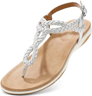 UBFEN Womens Flat Sandals T-Strap Thong Sandals with Arch Support