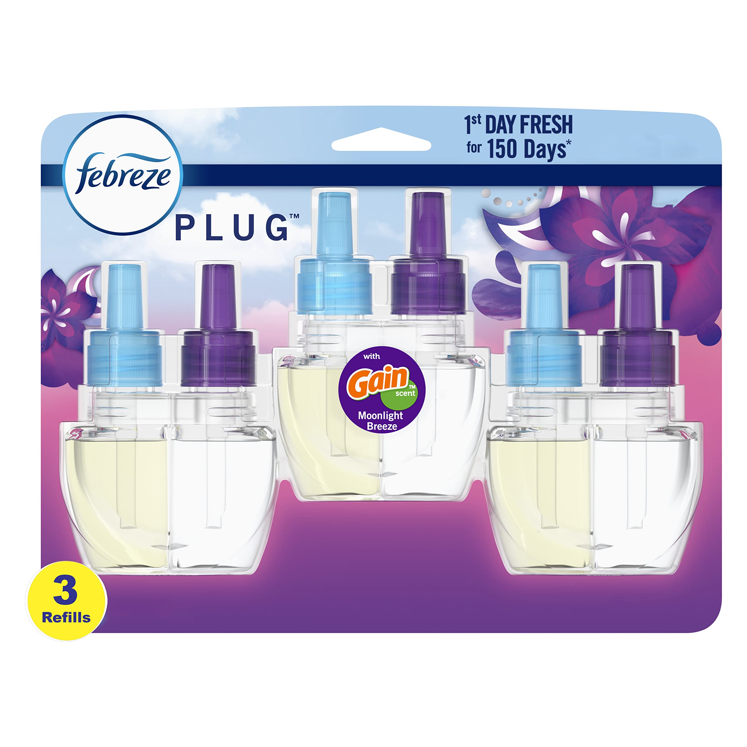 Febreze Plug In Air Freshener, Odor-Fighting Scented Oil Refill, Gain Moonlight 