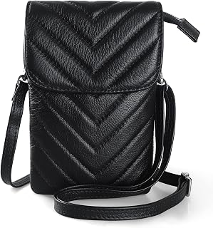 befen Small Women Genuine Leather Crossbody Bag, Mobile Phone Case for Women with Long Strap and Key Ring for Phone Under 6.5 Inches