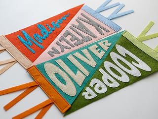 Personalized Name Pennant for Nursery Room Decor, Baby Boy Girl Name Nursery Flag, Baby Name Banner Flag Wall Hanging，Specify the Colour by Yourself