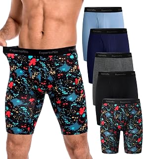 Viscose from Bamboo Long Leg Boxer Briefs for Men, 9 Inch Performance Men's Underwear, Sports, Fly