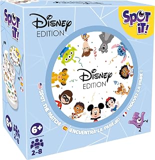 Spot It! - Disney - ACA Rebranding (FR/EN Version) - A Game by Asmodee | Ages 6+ - 2 to 8 Players - < 15 Minute Playtime - Card Games - Reflex/Party