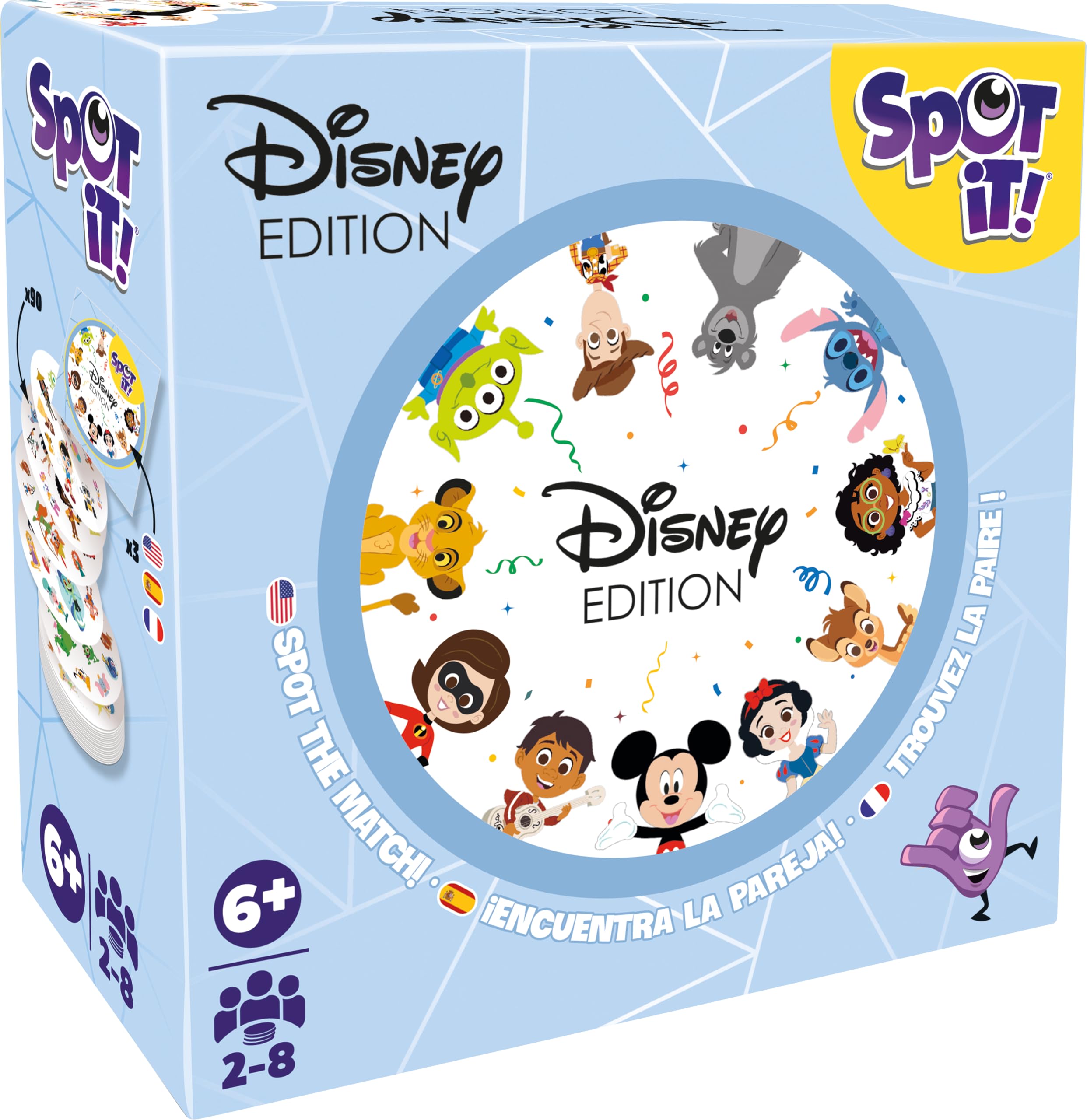 Spot It! - Disney - ACA Rebranding (FR/EN Version) - A Game by Asmodee | Ages 6+