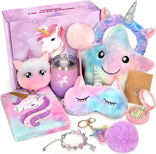 Unicorns Gifts for Girls 6 7 8 9 10 Year Old, Kids Toys for Girls Ages 6-8 | Unicorn Toys with Plush Diary, Light Up Pillow, Christmas Birthday Graduation Gifts Box for Daughter, Niece