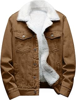 Springrain Men's Sherpa Fleece Lined Denim Jacket Warm Winter Trucker Jacket Cowboy Jean Jacket