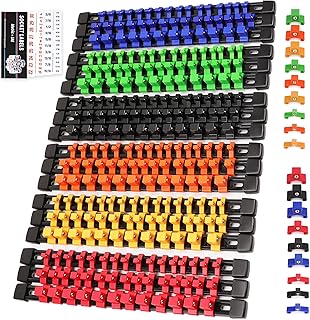 SWANLAKE Socket Organizer Set 18-Piece, 1/4-Inch x 96 Clips, 3/8-Inch x 90 Clips, 1/2-Inch x 72 Clips, Socket Organizer for Tool Box Drawer, Drive Socket Trays, Socket Holder Clip Rail