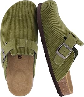 CUSHIONAIRE Women's Hana Cork footbed clog with + comfort, wide widths available, Khaki Corduroy, 39 EU