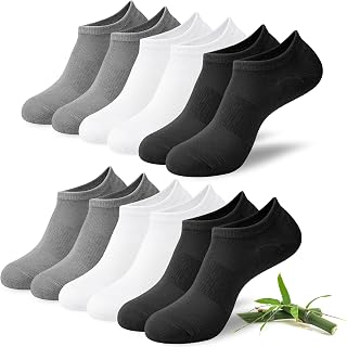 Niofind Bamboo Trainer Socks for Womens & Mens, 6 Pairs, Non Slip No Show