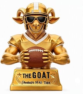 9in Fantasy Football Goat Trophy, 'Greatest of All Time' Funny Large Award | No Assembly the G.O.A.T. Resin Trophies, Big Awards Gift for Football MVP Champion, Party Home Decorations, 9"H x 5.5"L x 4"W