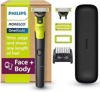 Philips Norelco OneBlade 360 Face + Body Trimmer & Shaver with Connectivity | Trim, Edge & Shave Face & Body, OneBlade App Guidance, Travel Case, Body Kit, Wet and Dry Use, 60-Minute Runtime