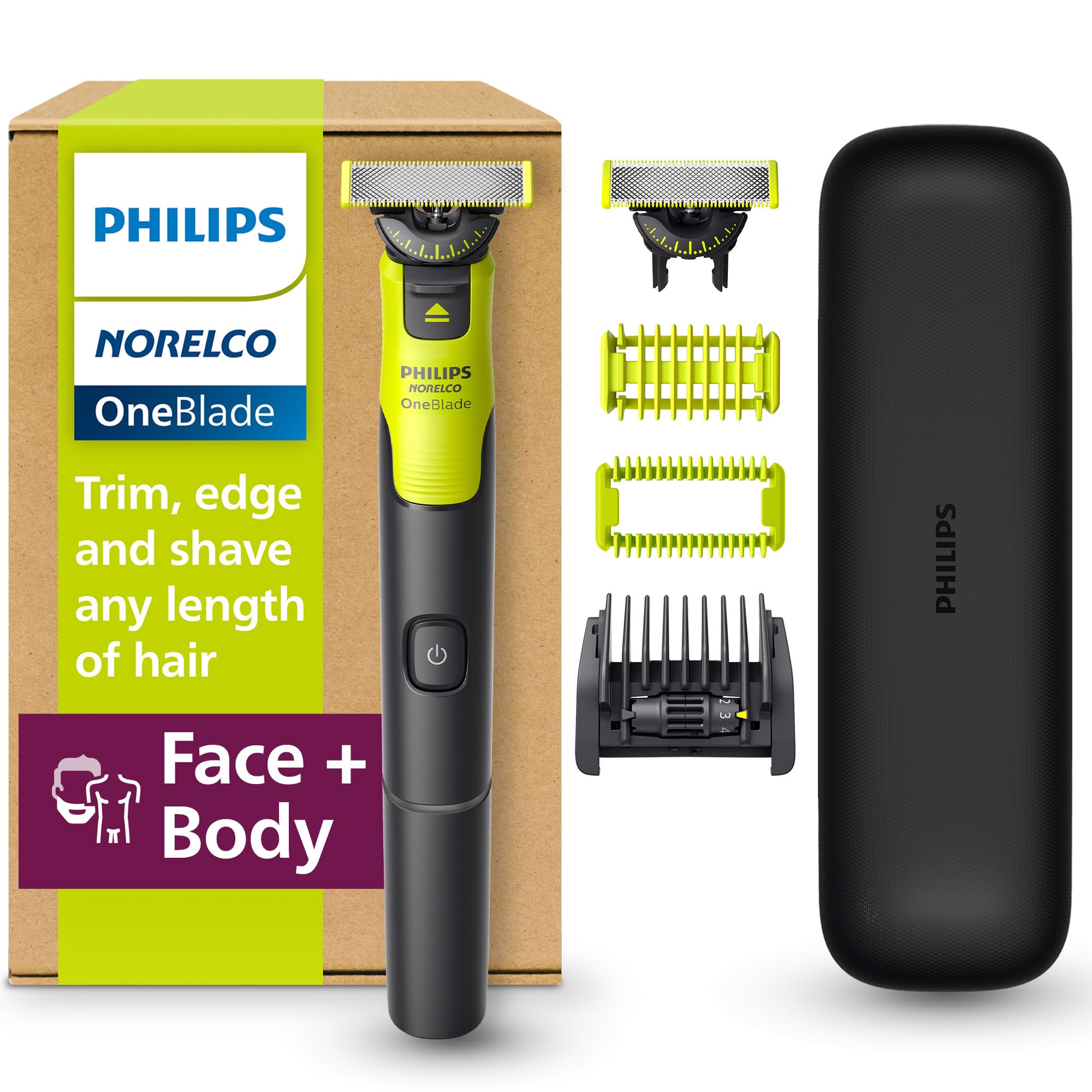 Philips Norelco OneBlade 360 Face + Body Trimmer & Shaver with Connectivity | Tr