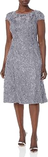 Alex Evenings Women's Tea Length A-line Rosette Dress
