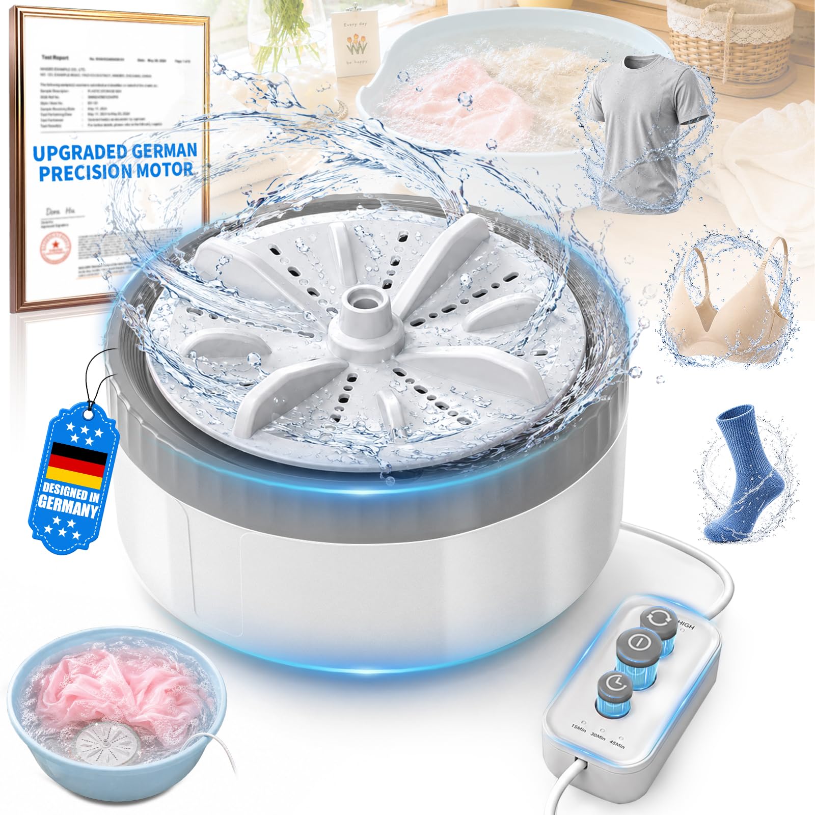 USB Portable Washing Machine | For Clothes & Dishes, Travel, Dorms, RVs | 3.0【Sm