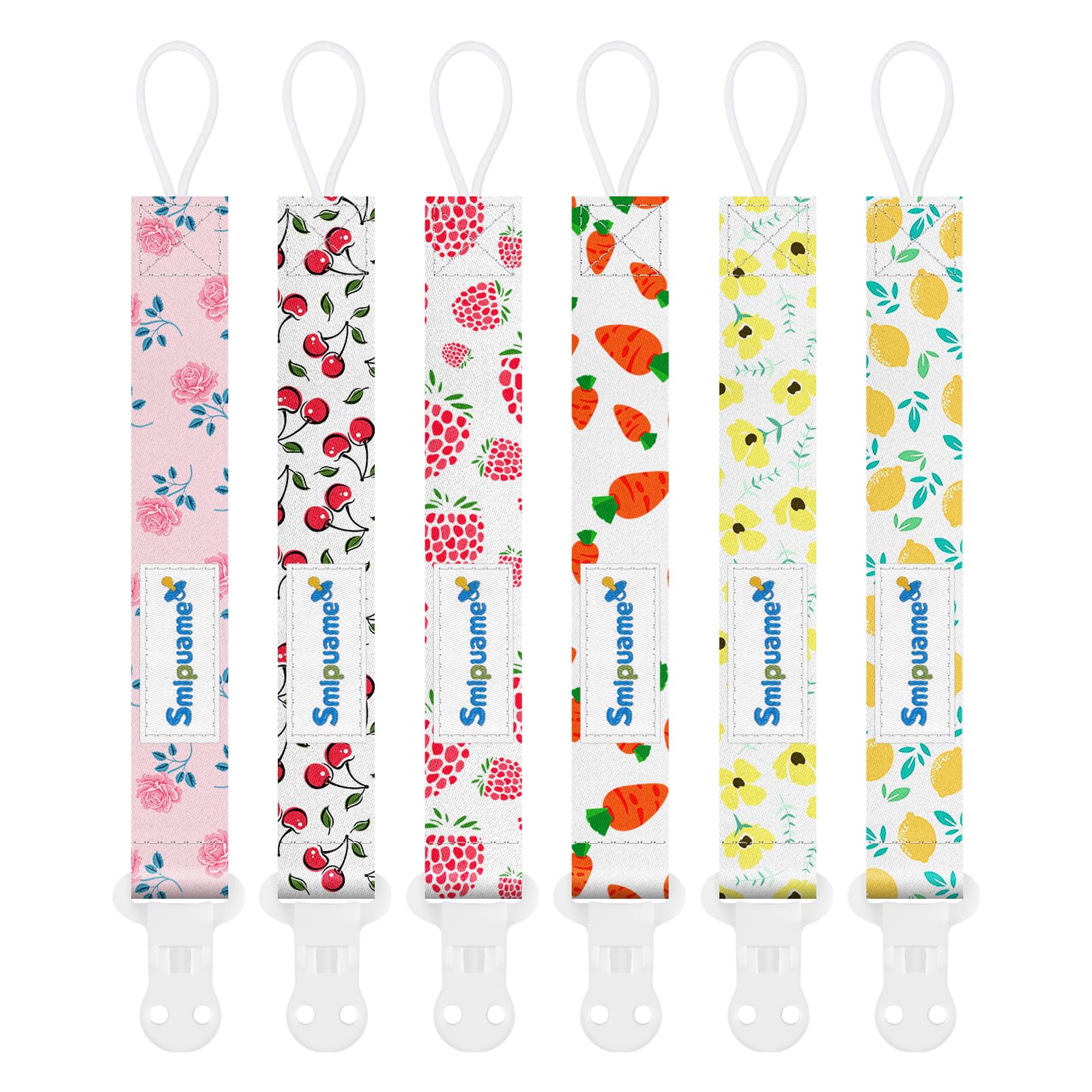 Smlpuame Dummy Clips Girl,6 Pack BPA Free Soother Chain,Pacifier Holder Clips fo