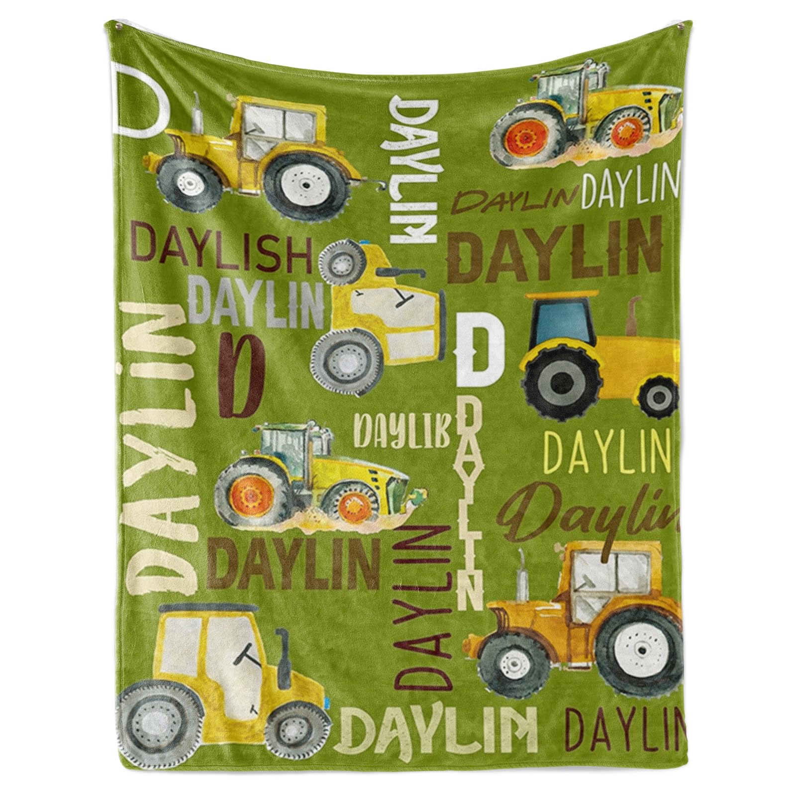 Personalized Tractors Blanket - Custom Name with Farm Tractor Trucks Design - So