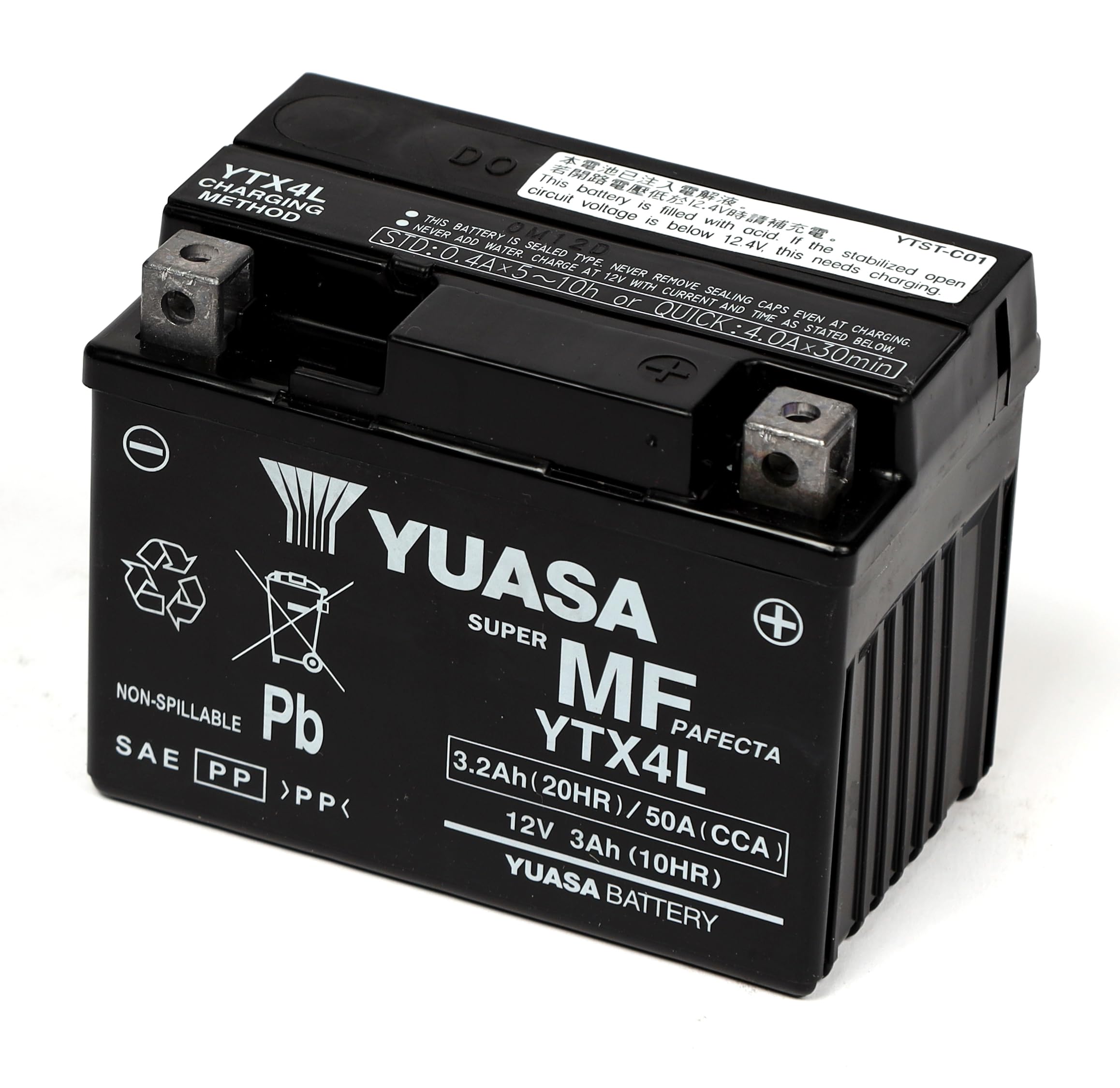 Yuasa YTX4L 12V 50 CCA High Performance AGM VRLA Motorbike Battery | High Perfor