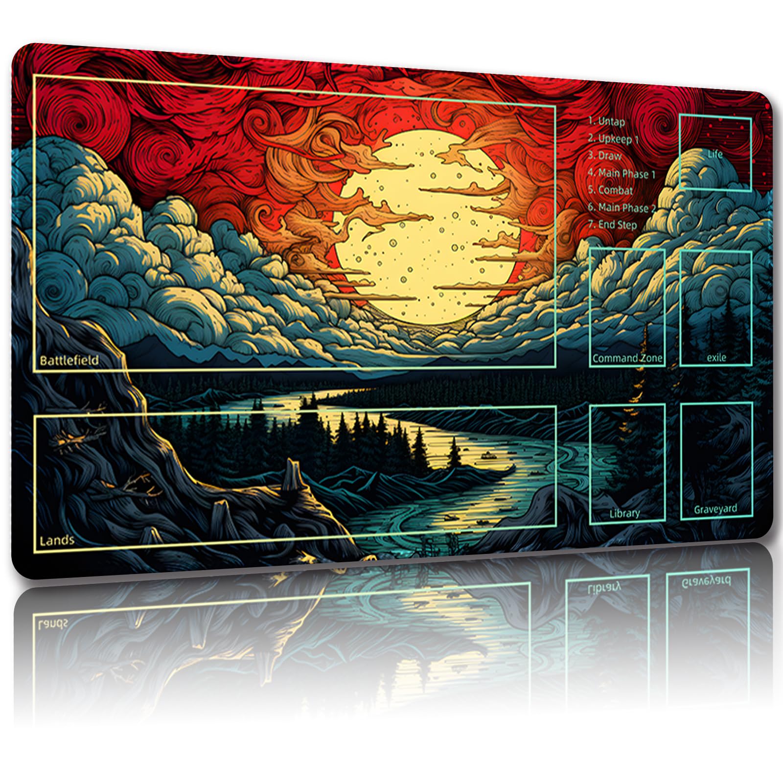 Malqiqi Playmat for MTG, with Free Storage Bags,Game Mat 24 x 14 inches, TCG and
