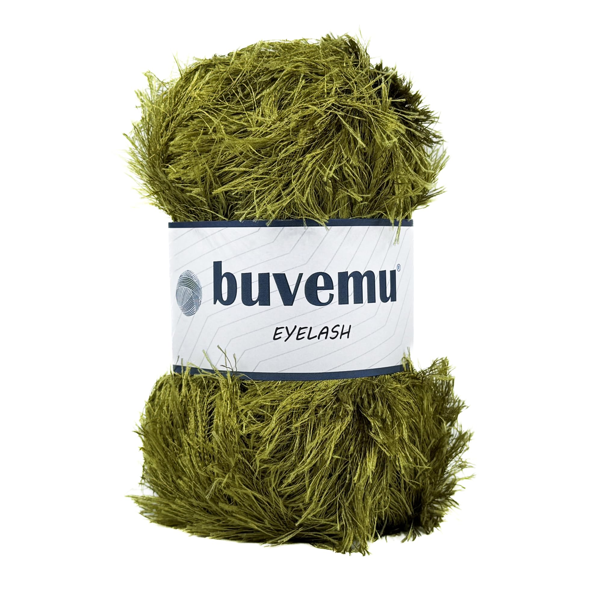 Buvemu Eyelash Fun Fur Yarn for Crochet, Knitting & Crafts, Olive Green | 100% P