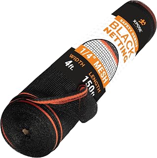 Xpose Safety Construction Safety Netting | 4' x 150', 1/4" Mesh Scaffold Safety Net, Temporary Material Roll, Visibility Fence, Heavy-Duty Fire Retardant, Black