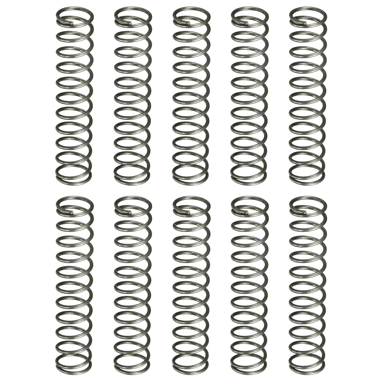 sourcing map 10Pcs Compression Spring, 10mm OD, 1mm Wire Size, 50mm Free Length,