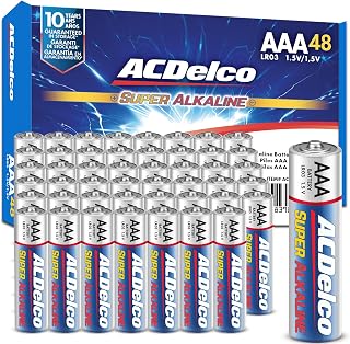 ACDelco 48-Count Triple AAA Batteries, Maximum Power Super Alkaline Battery for Home and Office, 10-Year Shelf Life, Reclosable Packaging