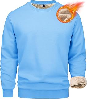 MAGCOMSEN Felpe da uomo foderate in pile Sherpa pullover basic top caldo girocollo felpa invernale