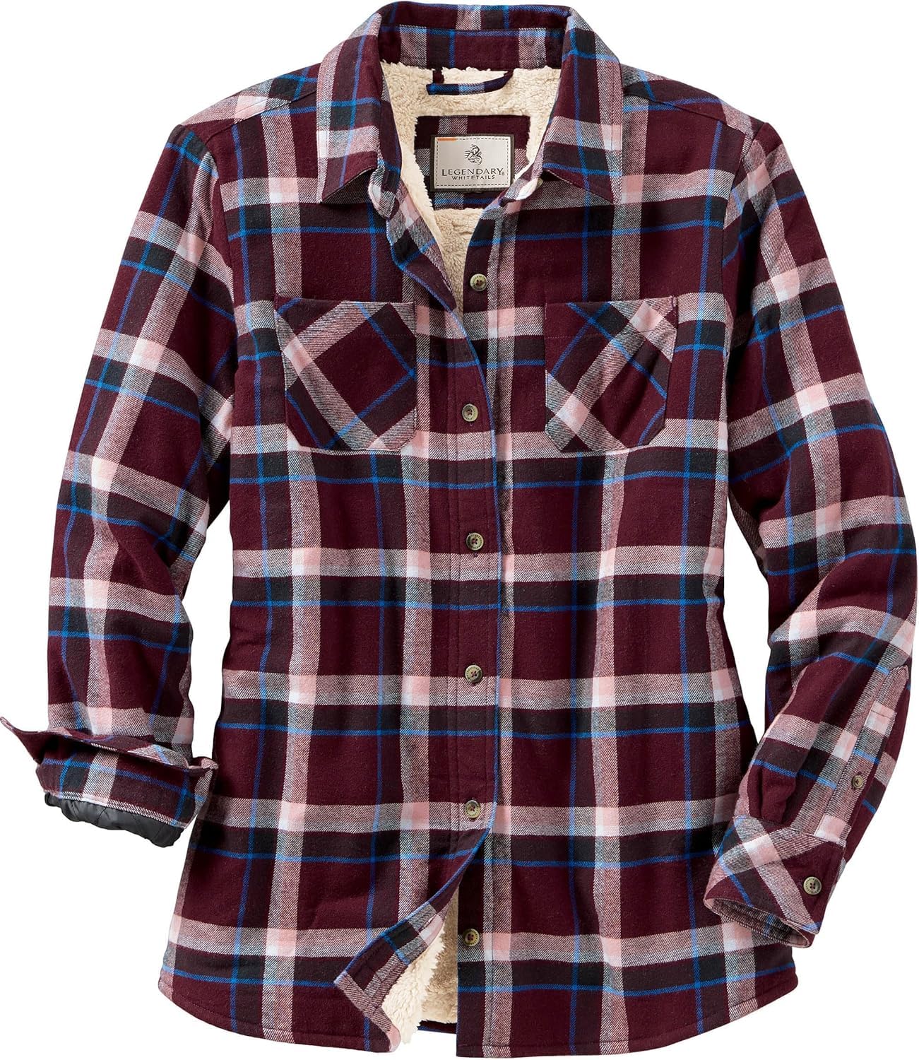 Legendary Whitetails フリースジャケットOpen Country Flannel Shacket Sherpa Lined Plaid Fl
