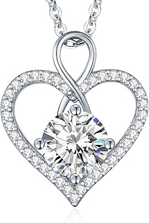 LOUISA SECRET Collier pour femme avec pendentif en forme de cœur infini et