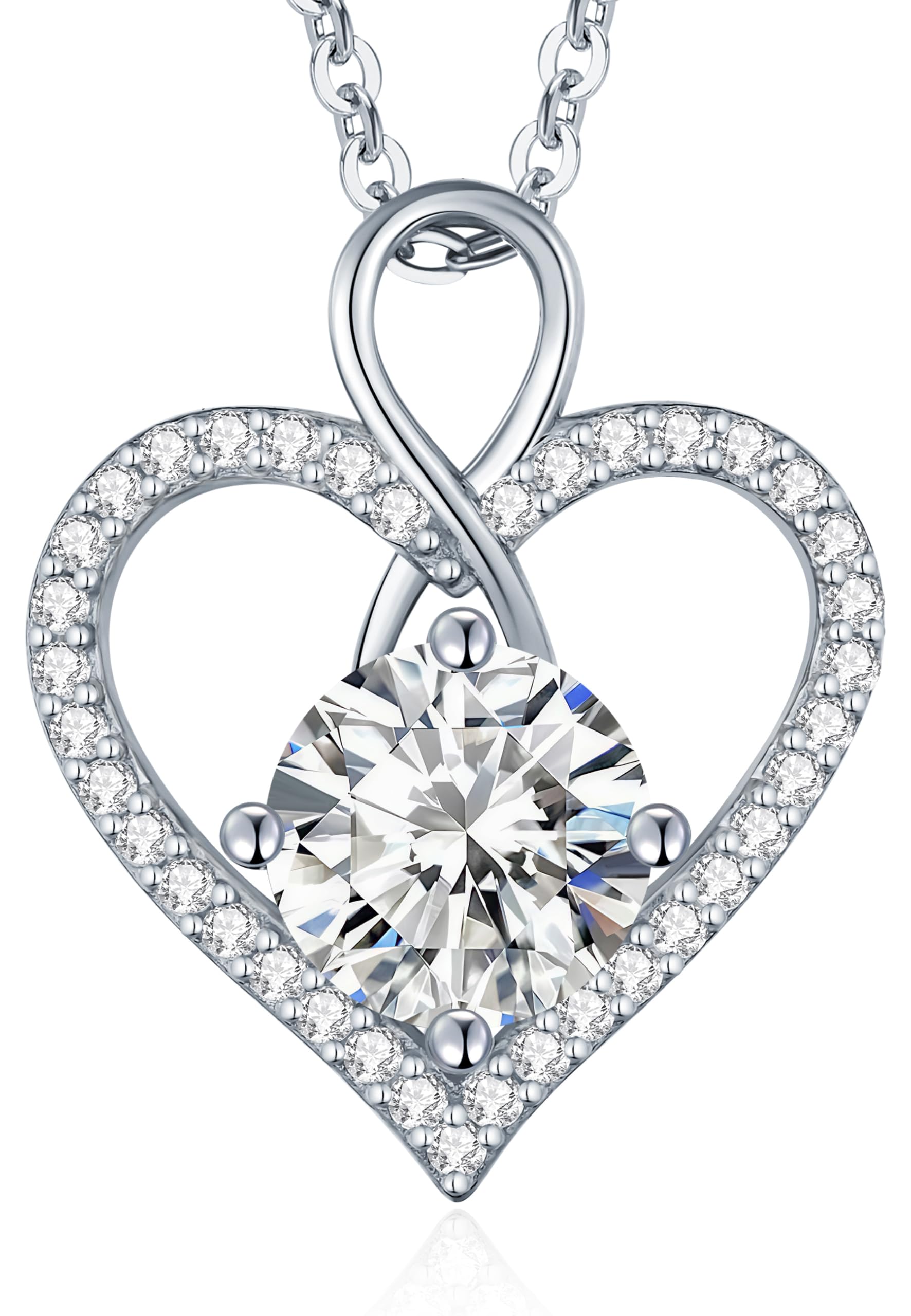 LOUISA SECRET Collier pour femme avec pendentif en forme de cœur infini et