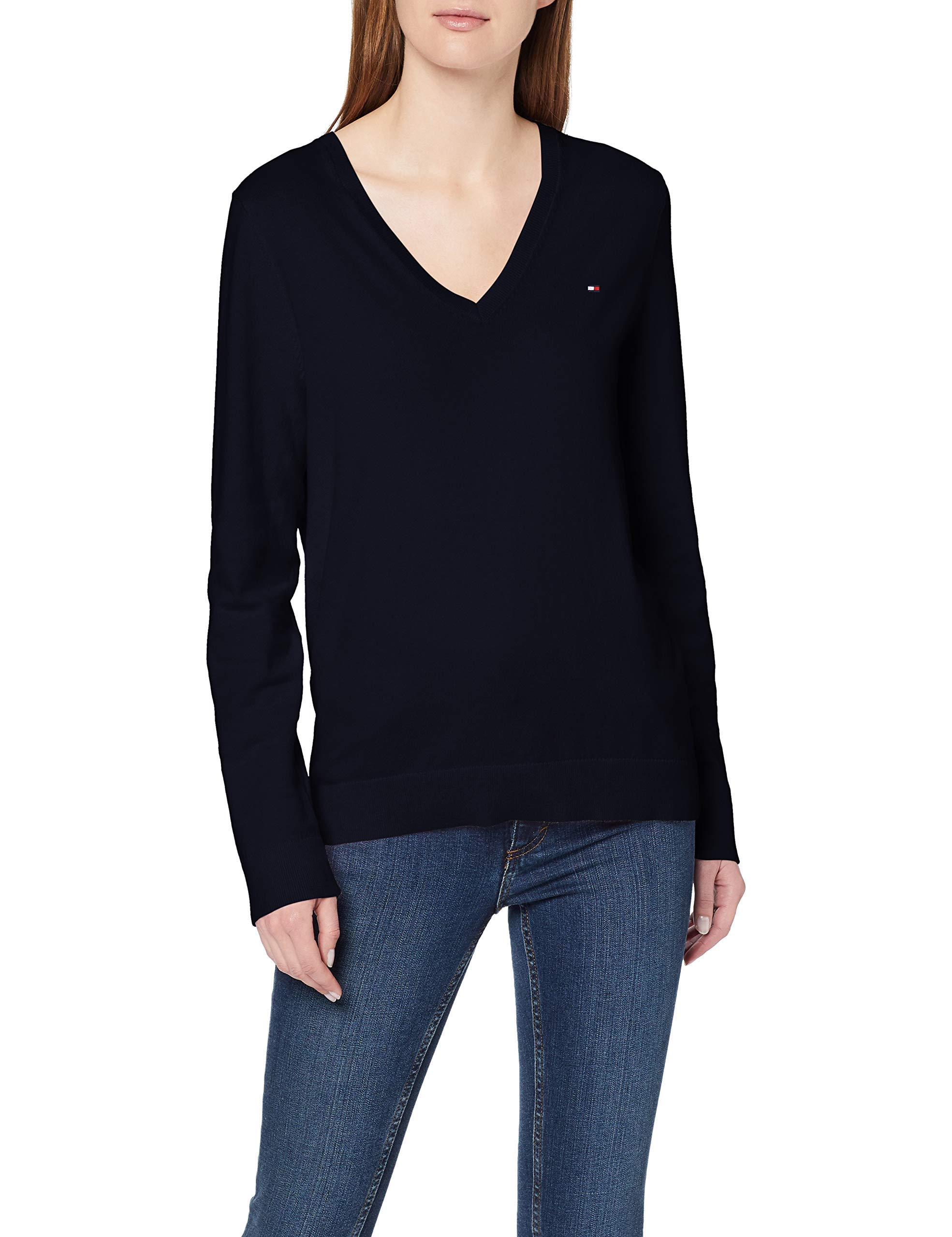 Tommy Hilfiger Women's Heritage V-nk Sweater Regular Fit Jumper