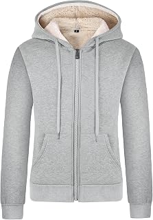 Gihuo Women's Sherpa Lined Hooded Sweatshirt Zip Up Winter Warm Hoodie Comfy Hooded Fleece Jacket