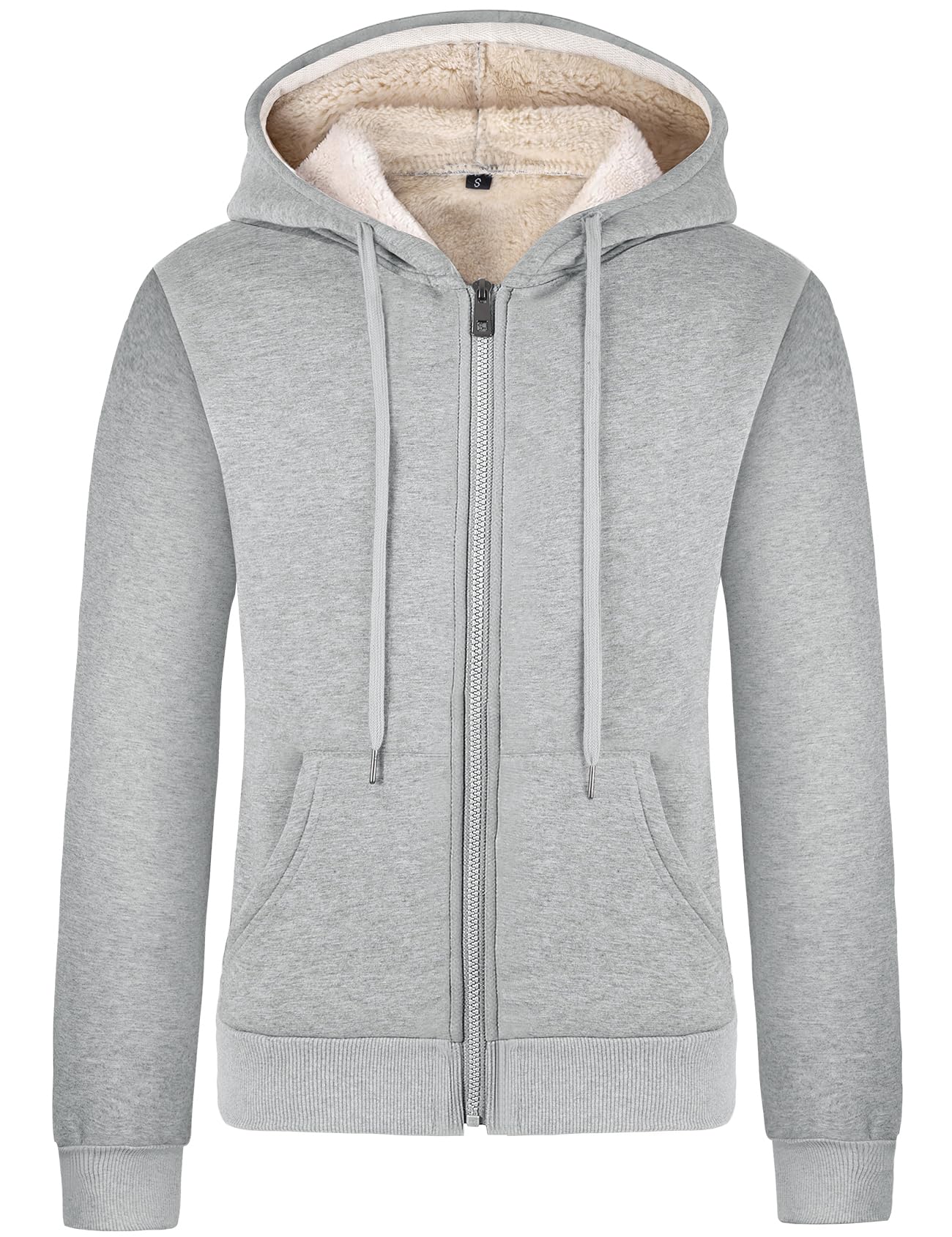 Gihuo Women's Sherpa Lined Hooded Sweatshirt Zip Up Winter Warm Hoodie Comfy Hoo