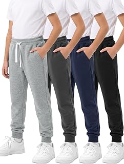 Cooraby ボーイズ ピュアコットン スウェットパンツ キッズ アスレチック ジョガーパンツ ポケット付き 紐付き ユース キッズ