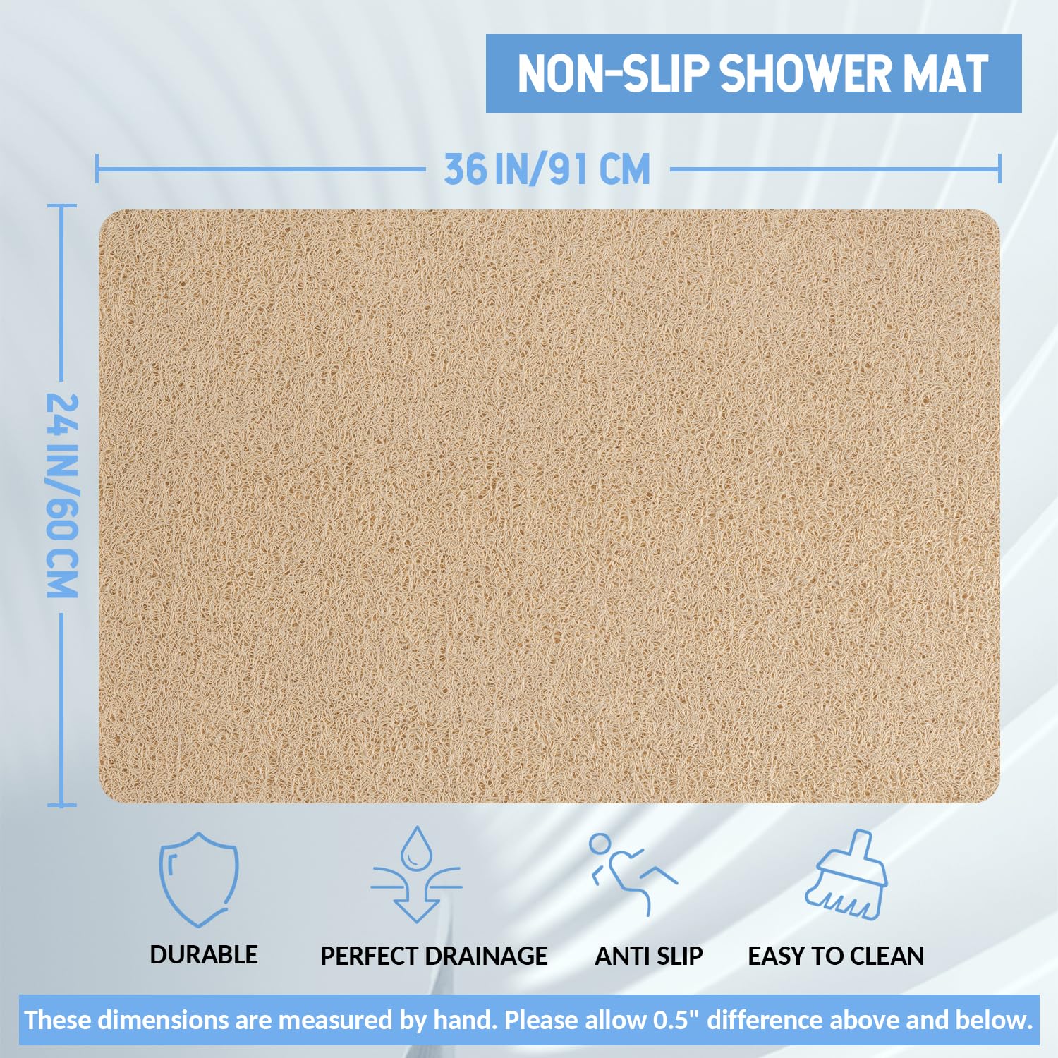 Hargiis Non-Slip Bath Mat, Anti Slip Shower Mat, Fast Drying Bathtub Mats, Foot 